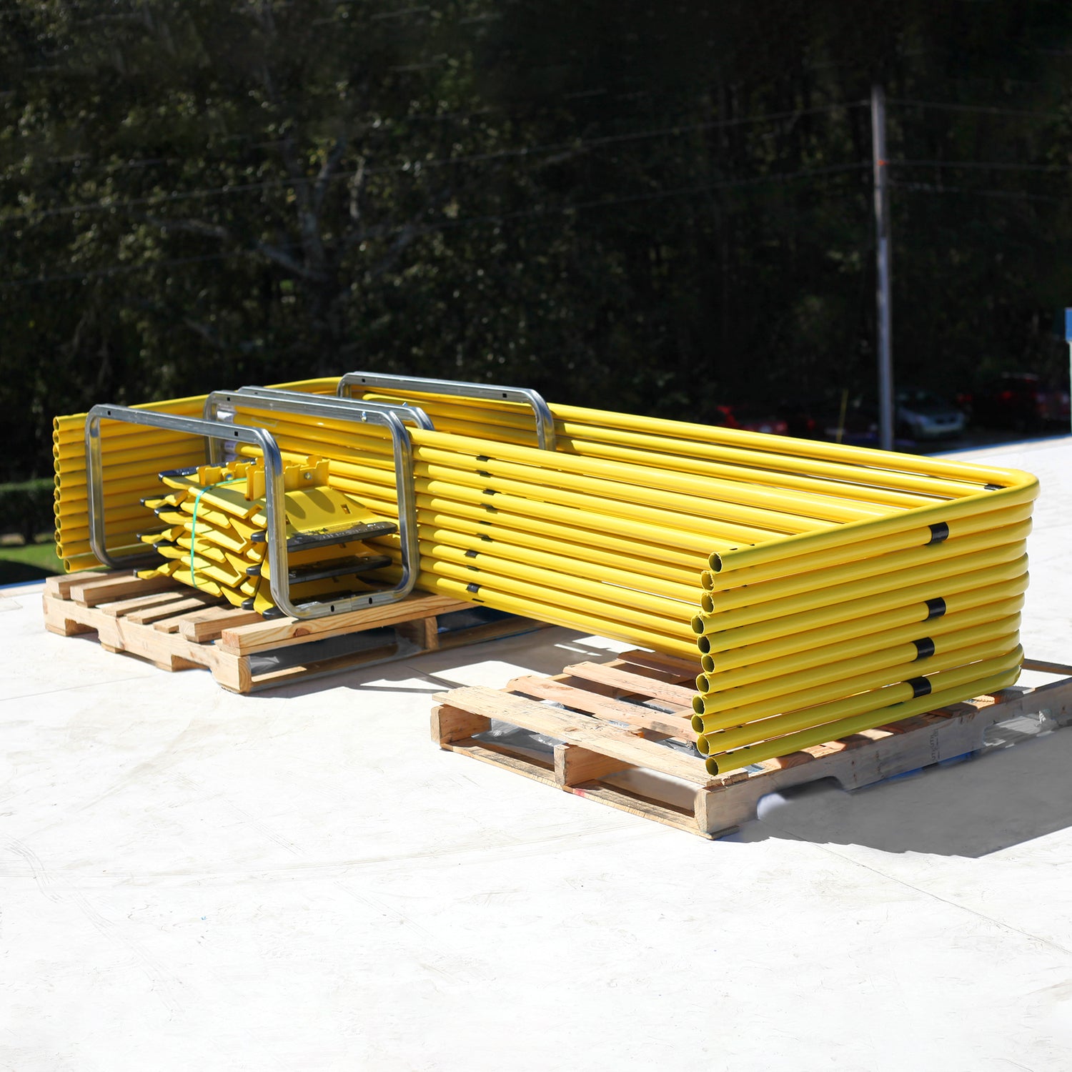 Tie Down 71762 Yellow Stack Pallet Kit - 11 10 ft. Guardrails & 12 UCC Bases