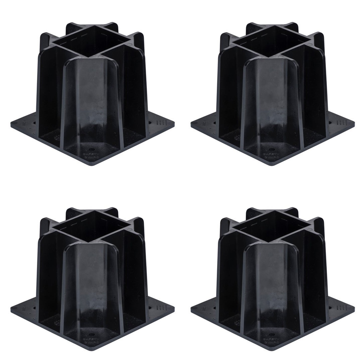 Tie Down 72988 Safety Guard Guardrail Base with Toeboard Slots, 4-pack Black