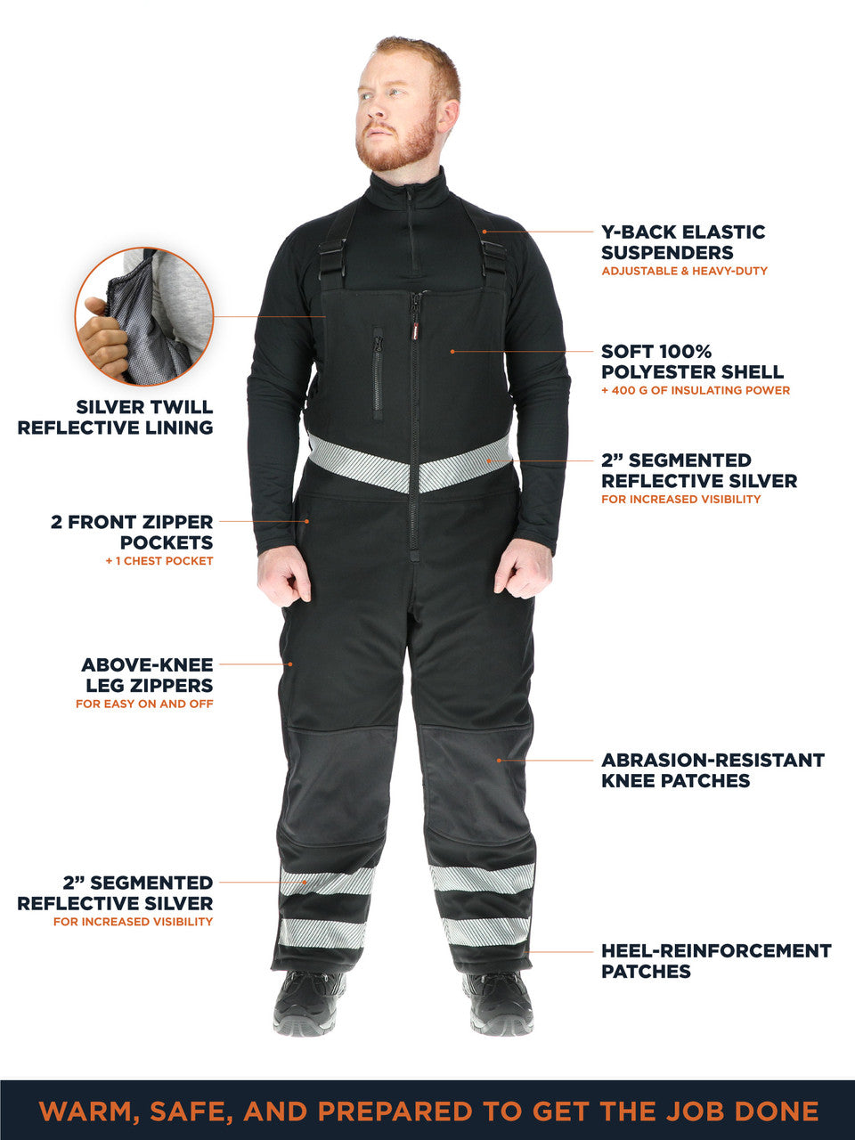 Insulated Softshell Enhanced Visibility Bib Overalls - view 4