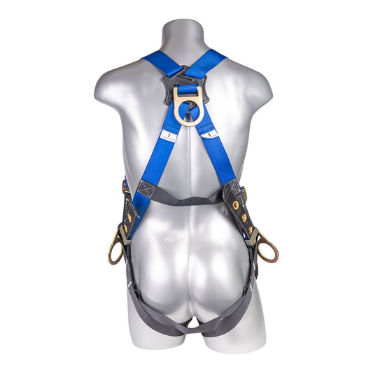 Mako™ Series Harness 5pt., Back/Side D-Rings, Tongue and Buckle Leg Straps, Blue — view 2