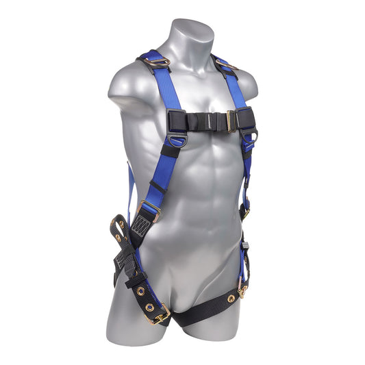 Mako™ Series Harness 5pt., Back and Shoulder D-Rings, Tongue and Buckle Leg Straps, Blue — view 2