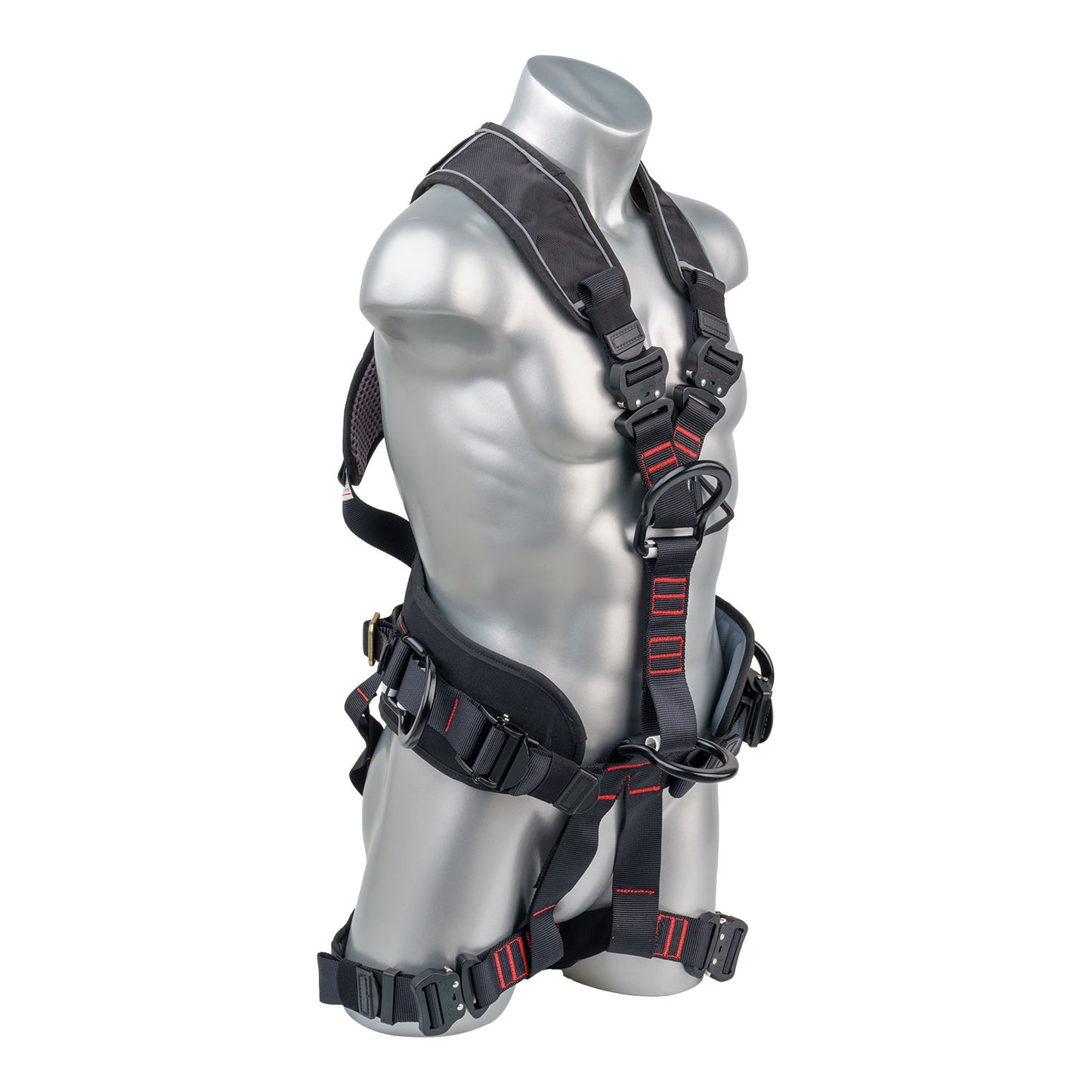 Akula™ Series Harness 5pt., Padded Back/Legs, QCB, Positioning Belt Side D-Rings, Back and Dual Front D-Rings, Black — view 3