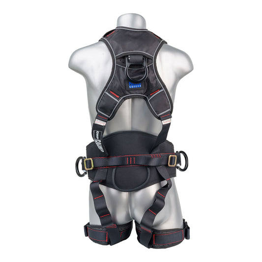 Akula™ Series Harness 5pt., Padded Back/Legs, QCB, Positioning Belt Side D-Rings, Back and Dual Front D-Rings, Black — view 2