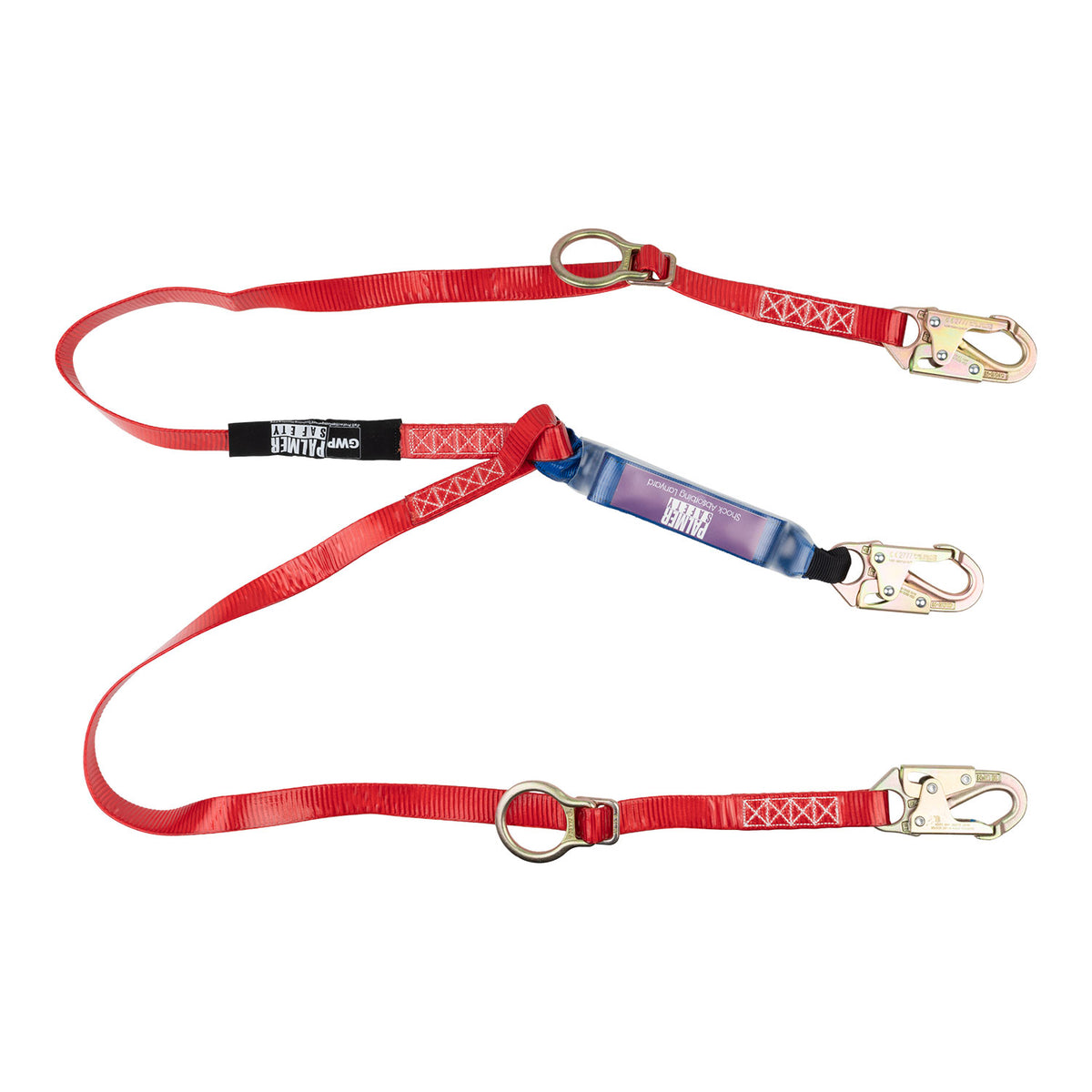 Lanyard 6 ft. Tie Back, Urethane Coated, Shock Absorber, Small Hook, Double Leg