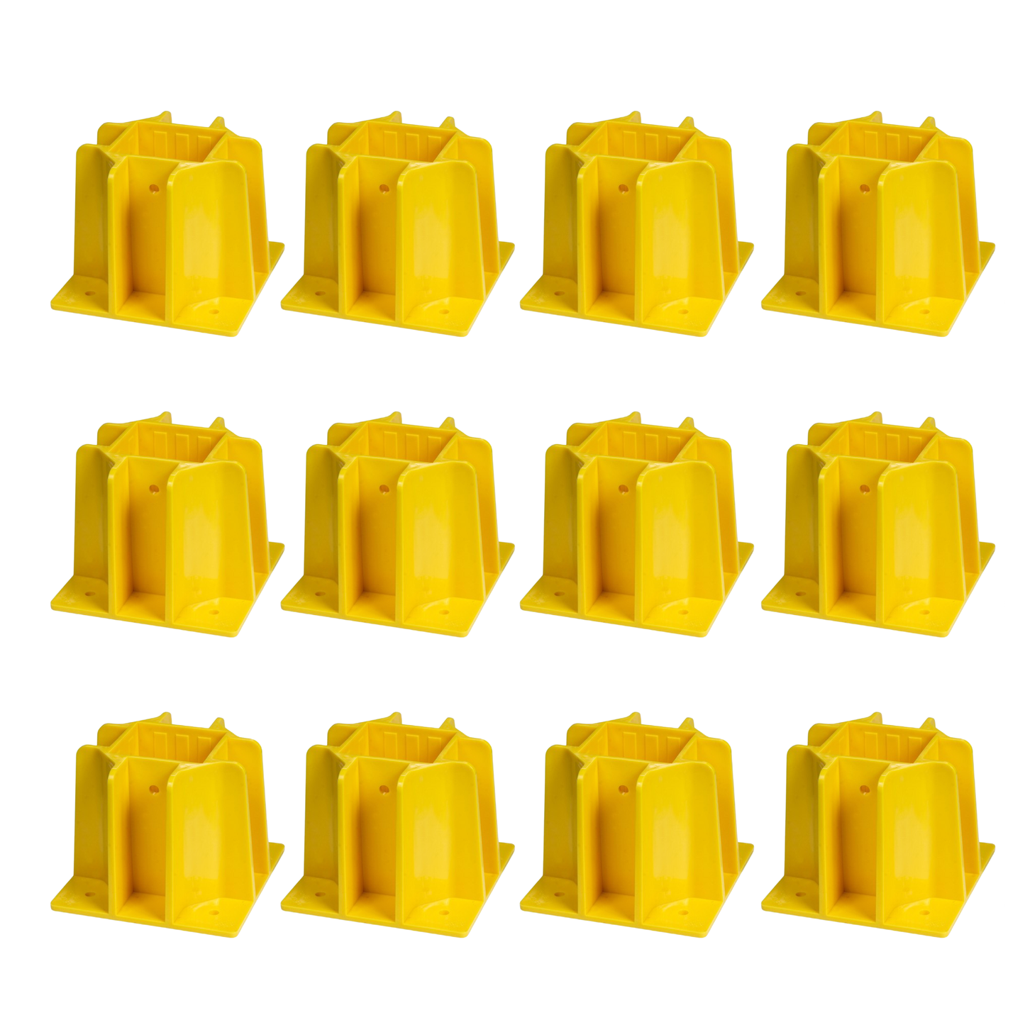 Tie Down 33308 Safety Guard Guardrail Base with Toeboard Slots, 12-pack Yellow