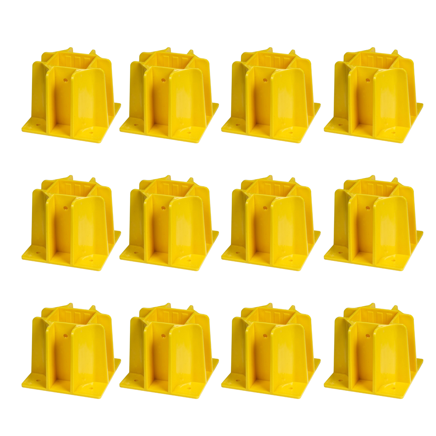 Tie Down 33308 Safety Guard Guardrail Base with Toeboard Slots, 12-pack Yellow