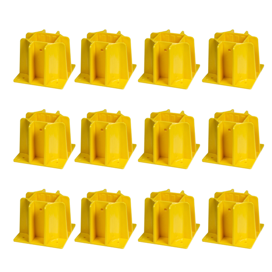 Tie Down 33308 Safety Guard Guardrail Base with Toeboard Slots, 12-pack Yellow