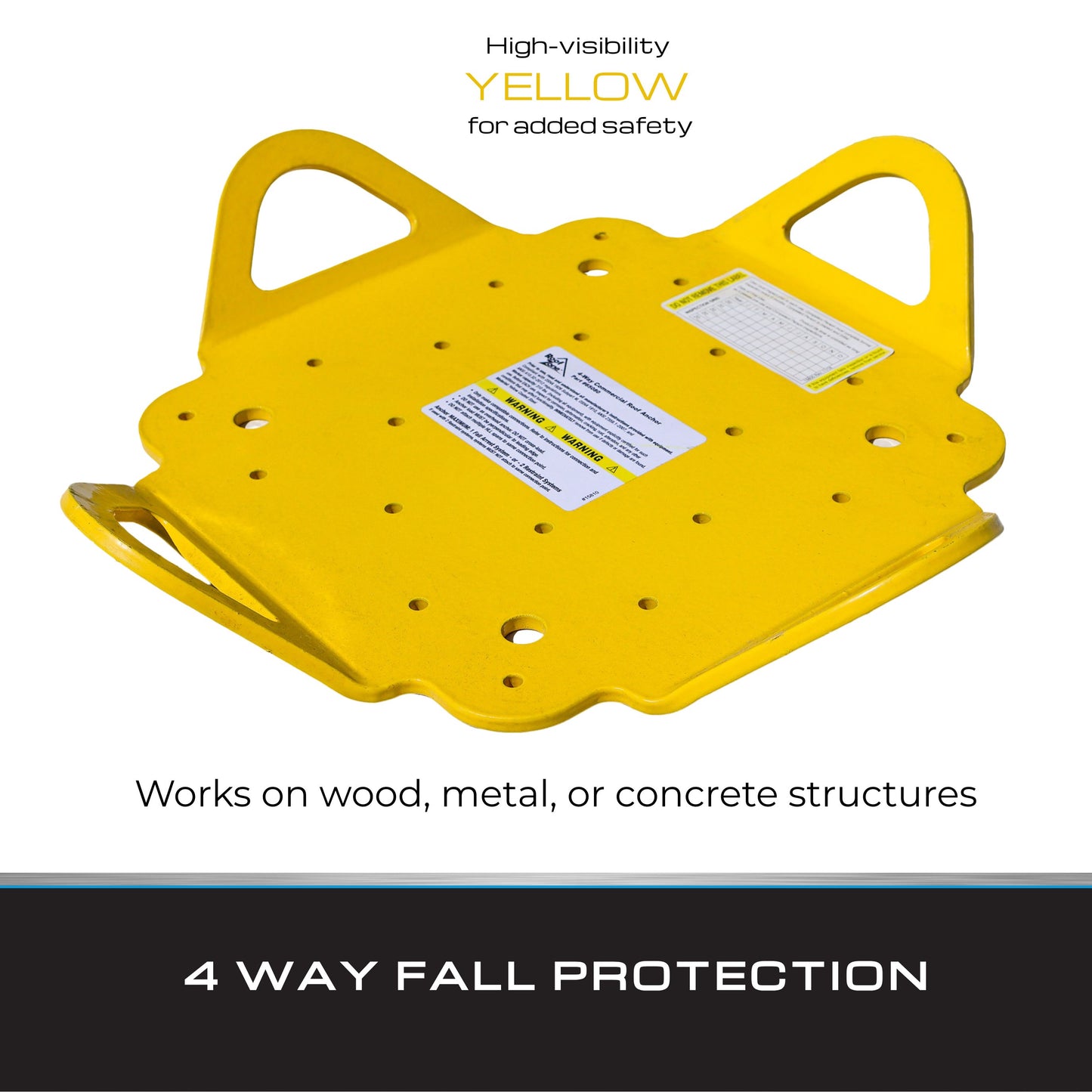 Tie Down 65080 4-Way Roof Anchor Plate for 1 Worker in Fall Arrest and 2 Workers in Fall Restraint | 4 Connection Points