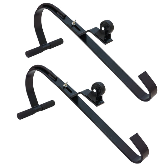 Tie Down 65105BK 2-PACK Heavy Duty Black Painted Steel Ladder Roof Hook with Wheel | Rubber Grip T-Bar For Damage Prevention | Fast And Easy Setup To Access Steep Roofs