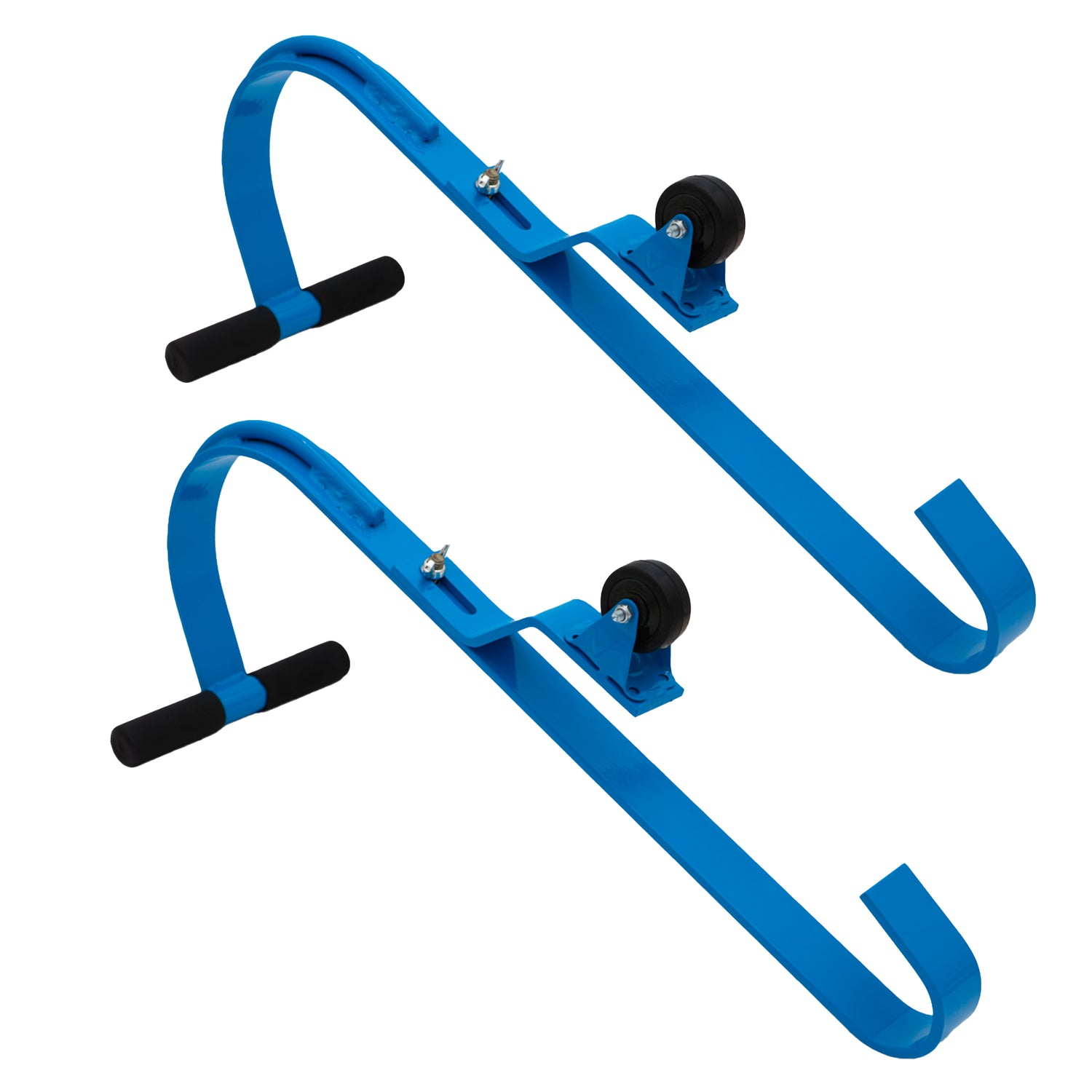 Tie Down 65105BL 2-PACK Heavy Duty Blue Painted Steel Ladder Roof Hook with Wheel | Rubber Grip T-Bar For Damage Prevention |