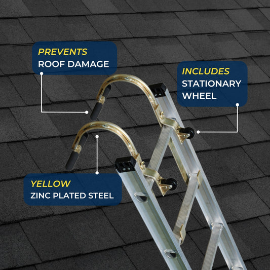 Tie Down 65105 2-PACK Heavy Duty Zinc Plated Steel Ladder Roof Hook with Wheel | Rubber Grip T-Bar For Damage Prevention | Fast And Easy Setup To Access Steep Roofs
