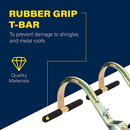 Tie Down 65105 2-PACK Heavy Duty Zinc Plated Steel Ladder Roof Hook with Wheel | Rubber Grip T-Bar For Damage Prevention | Fast And Easy Setup To Access Steep Roofs