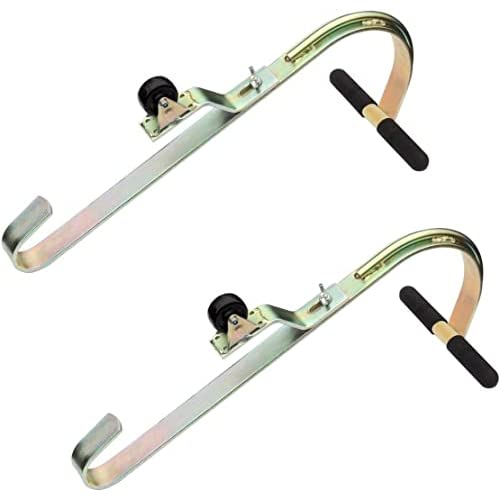 Tie Down 65105 2-PACK Heavy Duty Zinc Plated Steel Ladder Roof Hook with Wheel | Rubber Grip T-Bar For Damage Prevention | Fast And Easy Setup To Access Steep Roofs