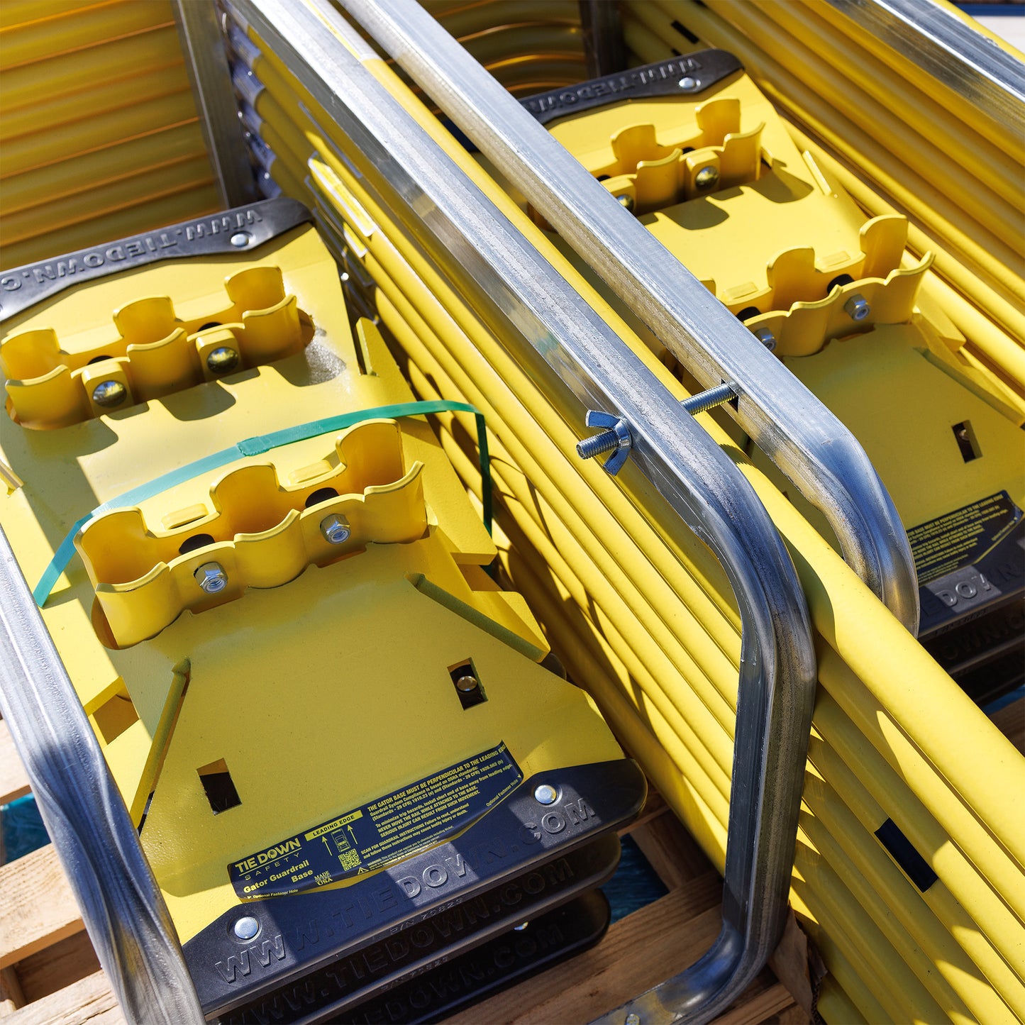 Tie Down 71792 Yellow Stack Pallet Kit - 11 5 ft. Guardrails & 12 UCC Bases