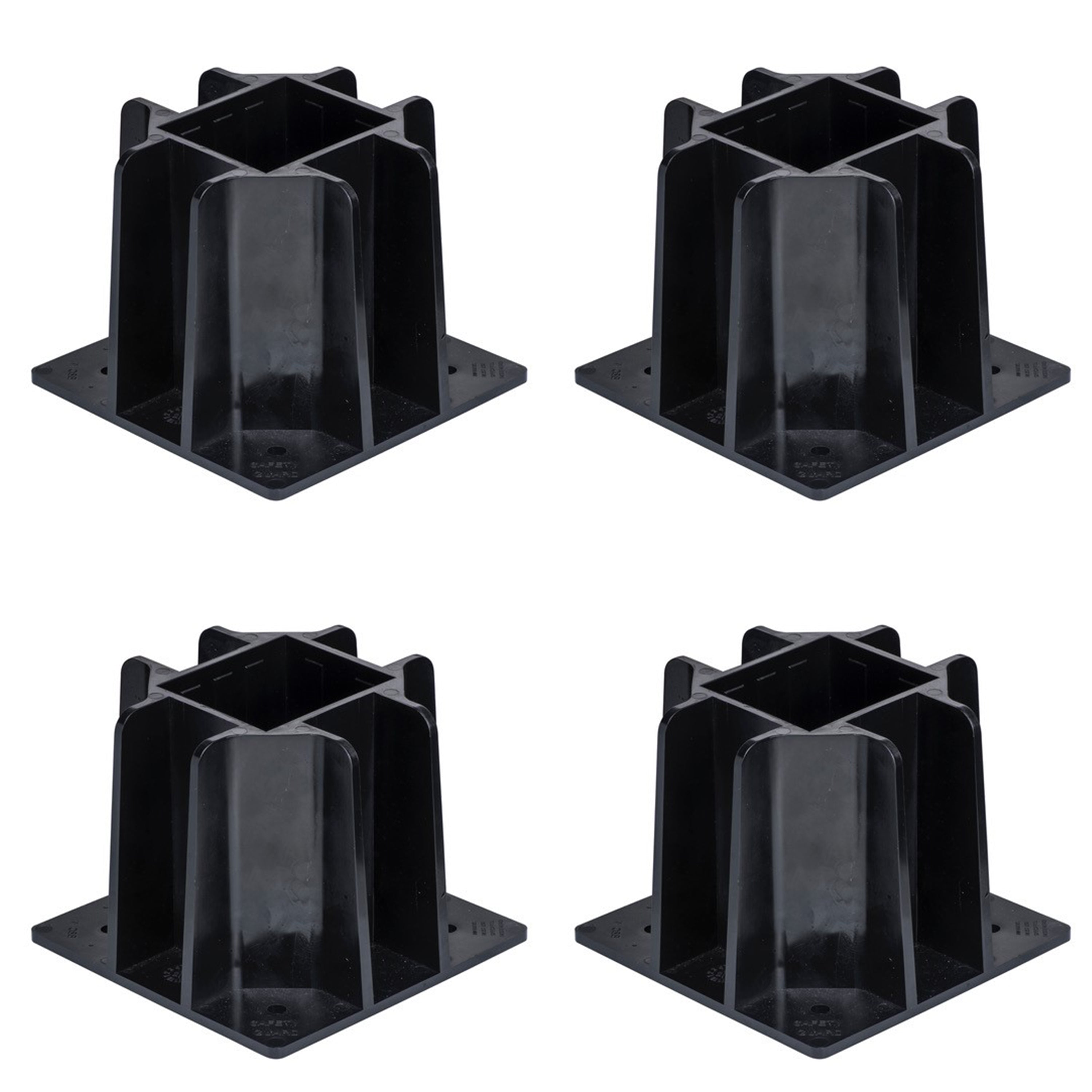 Tie-Down-72988-Safety-Guard-Guardrail-Base-with-Toeboard-Slots,-4-pack-Black