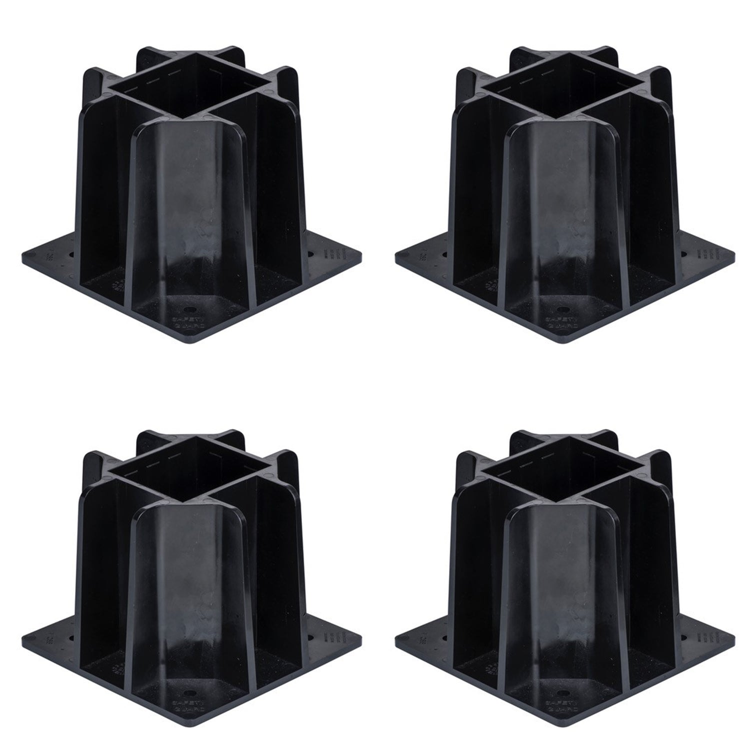 Tie Down 72988 Safety Guard Guardrail Base with Toeboard Slots, 4-pack Black