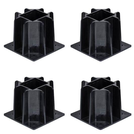 Tie Down 72988 Safety Guard Guardrail Base with Toeboard Slots, 4-pack Black