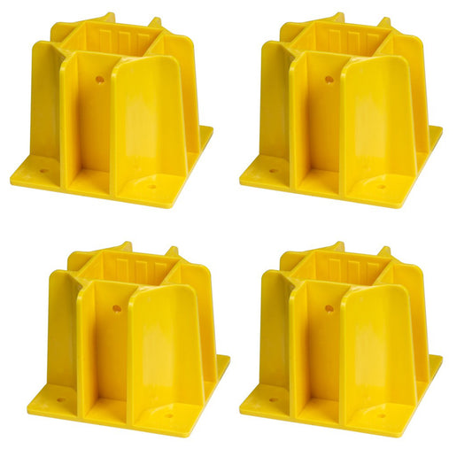 Tie Down 72989 Safety Guard Guardrail Base with Toeboard Slots, 4-pack Yellow