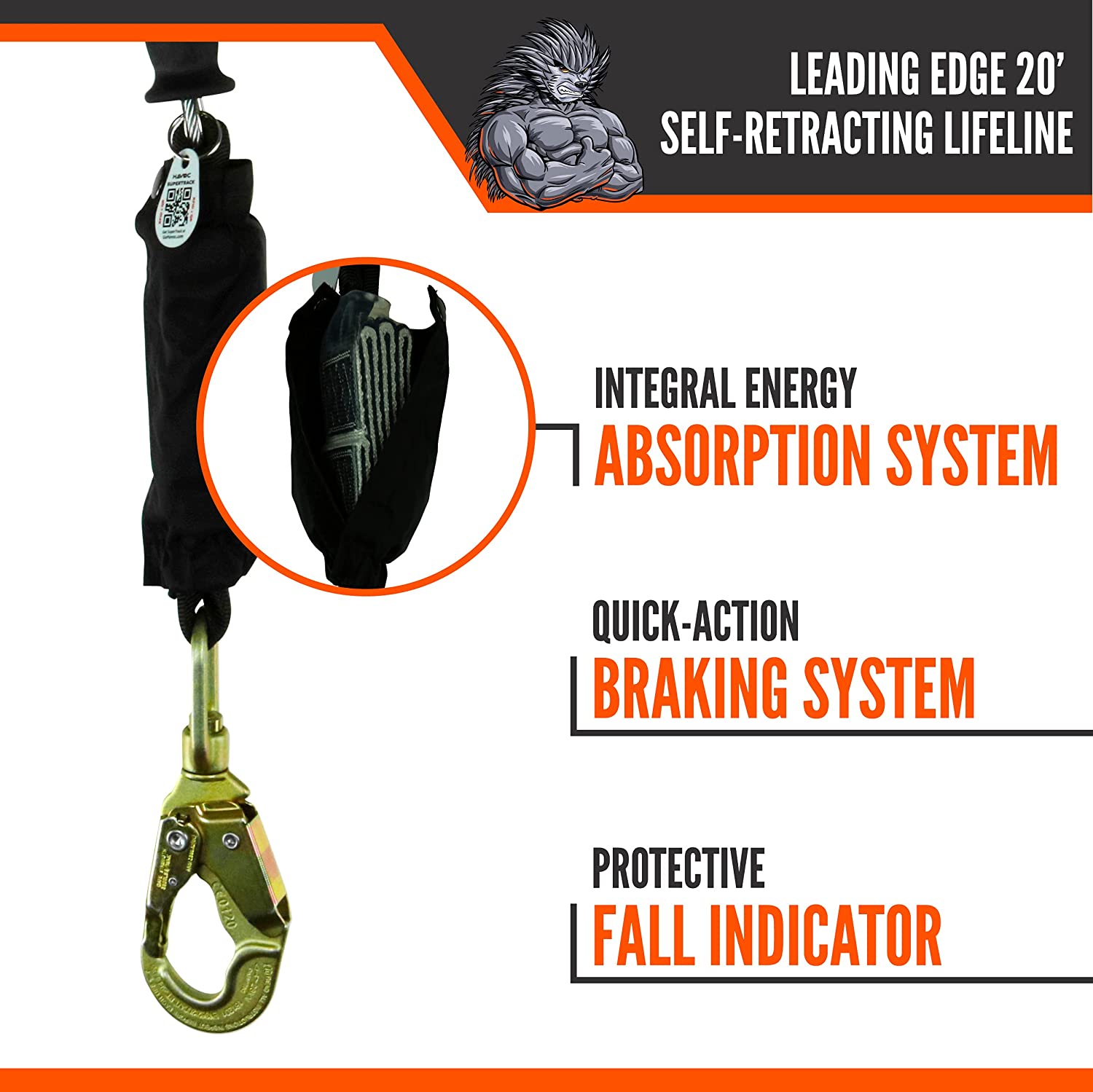 20’,-30’-&-50’-EDGEHOG-SRL-W/-SNAP-HOOK,-CLASS-2