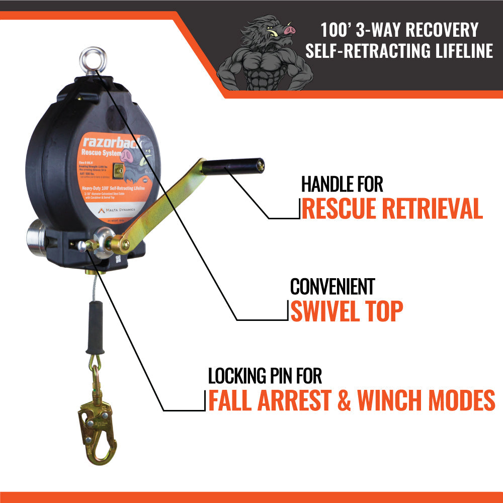 100’-Razorback-3-Way-Recovery-SRL-With-Snap-Hook,-Class-SRL-R