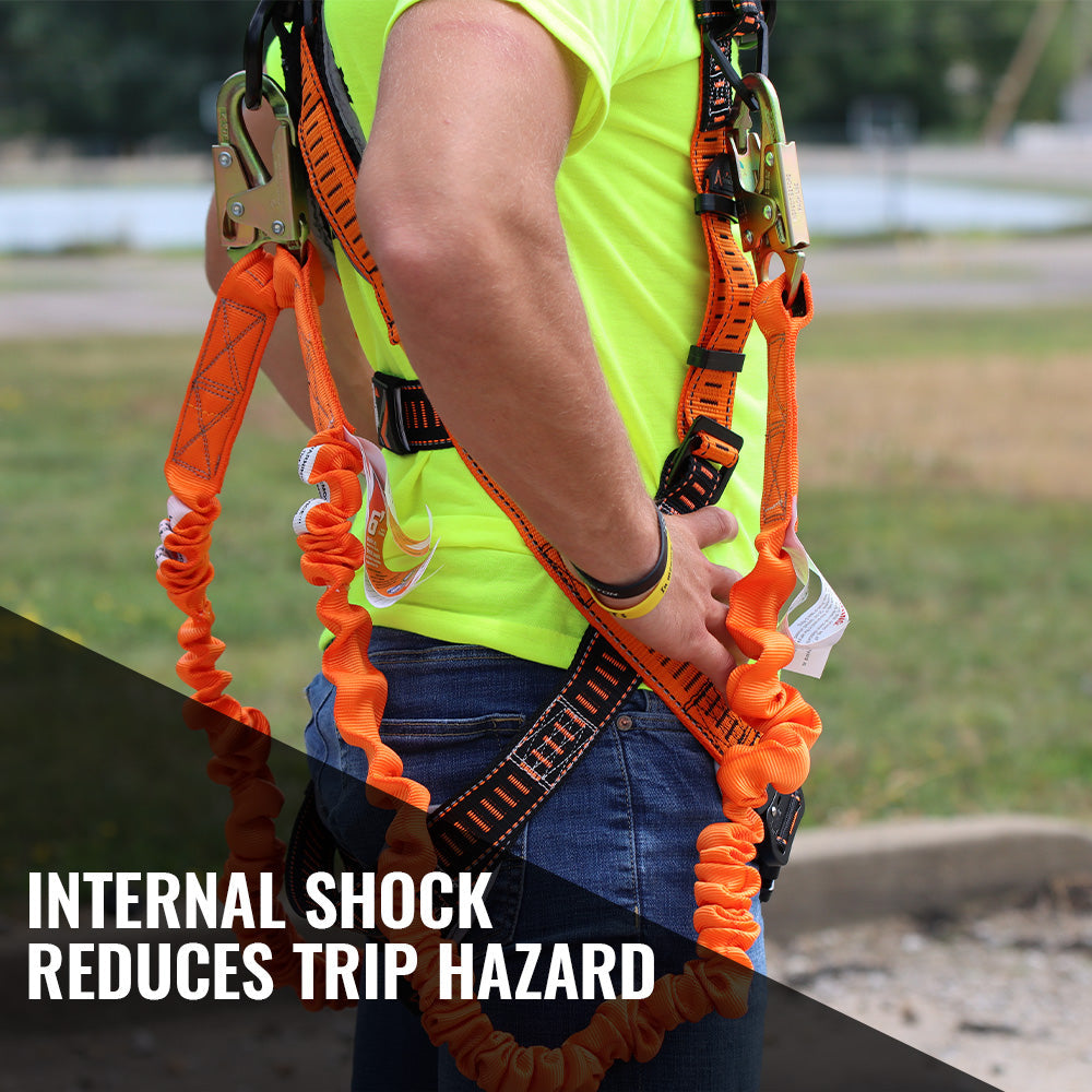 4.5'---6’-DOUBLE-LEG-STRETCH-INTERNAL-SHOCK-ABSORBING-LANYARD-WITH-3-STEEL-SNAP-HOOKS