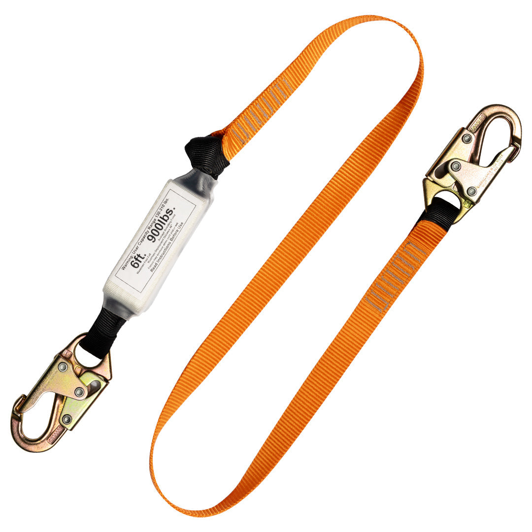 6’-SINGLE-LEG-EXTERNAL-SHOCK-ABSORBING-LANYARD-W/-2-STEEL-SNAP-HOOKS