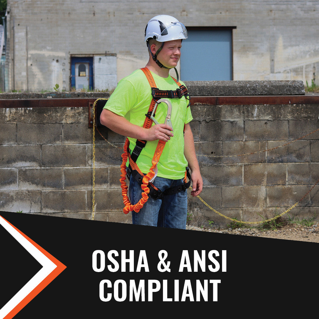 4.5'---6’-SINGLE-LEG-STRETCH-INTERNAL-SHOCK-ABSORBING-LANYARD-WITH-1-REBAR-HOOK-AND-1-STEEL-SNAP-HOOK