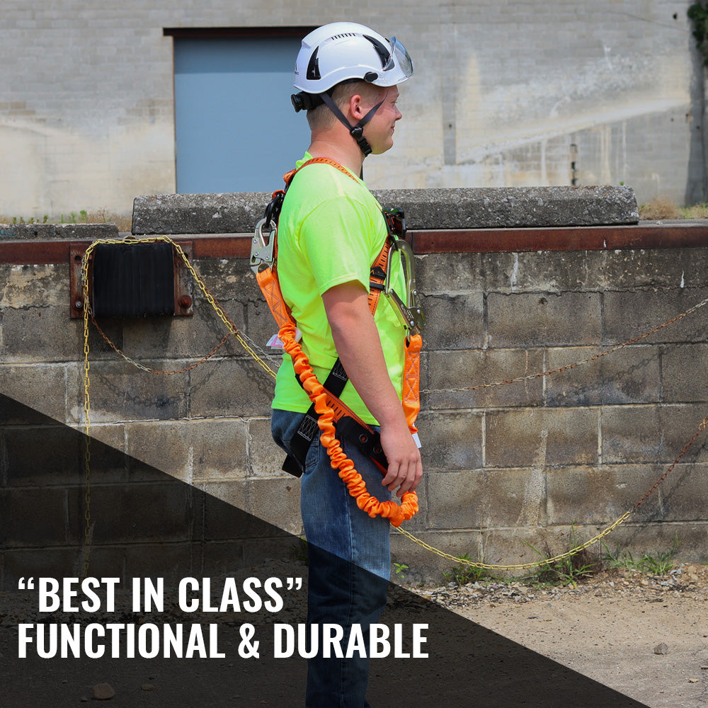 4.5'---6’-SINGLE-LEG-STRETCH-INTERNAL-SHOCK-ABSORBING-LANYARD-WITH-1-REBAR-HOOK-AND-1-STEEL-SNAP-HOOK