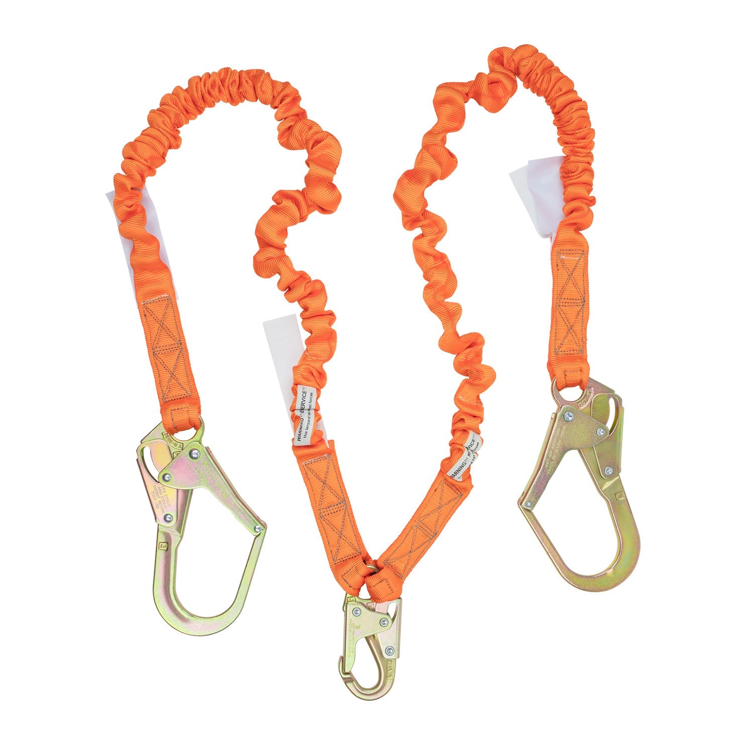 4.5'---6’-DOUBLE-LEG-STRETCH-INTERNAL-SHOCK-ABSORBING-LANYARD-WITH-2-REBAR-HOOKS-AND-1-STEEL-SNAP-HOOK