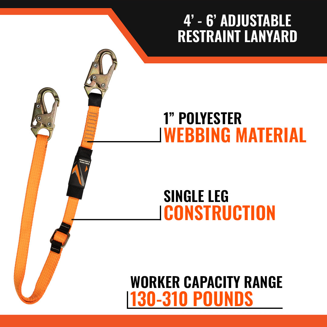 4'---6'-ADJUSTABLE-RESTRAINT-LANYARD-WITH-2-STEEL-SNAP-HOOKS