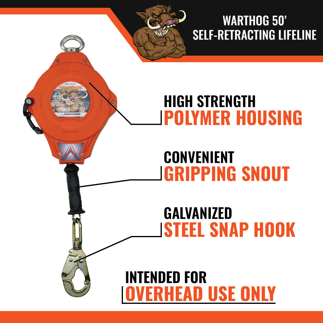 50’-&-90’-WARTHOG®-SRL-W/-SNAP-HOOK,-CLASS-1