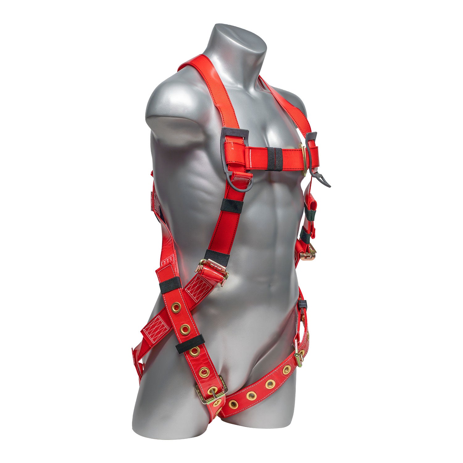 Stingray™-Series-Harness-5pt.,-Urethane-Coated,--Back-D-Ring,-Tongue-&-Buckle-Leg-Straps,-Red