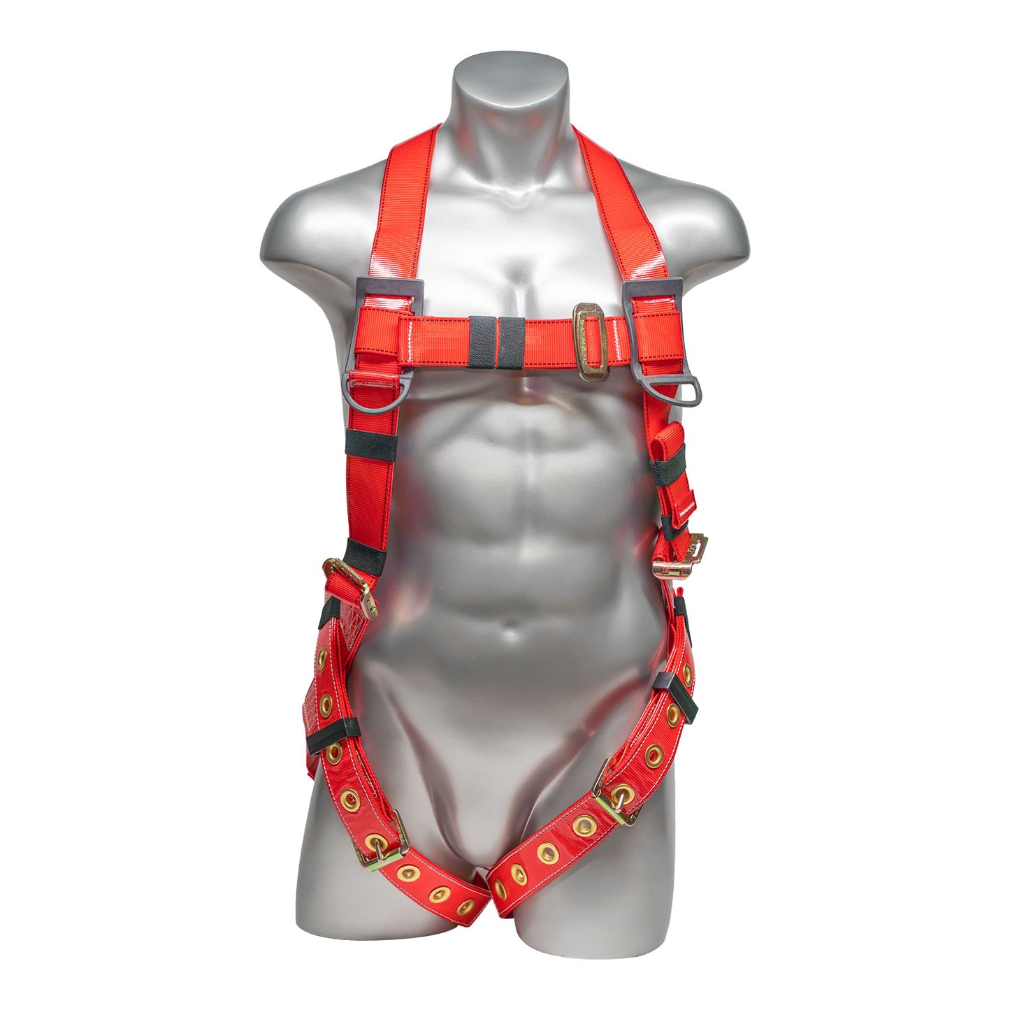 Stingray™ Series Harness 5pt., Urethane Coated,  Back D-Ring, Tongue & Buckle Leg Straps, Red