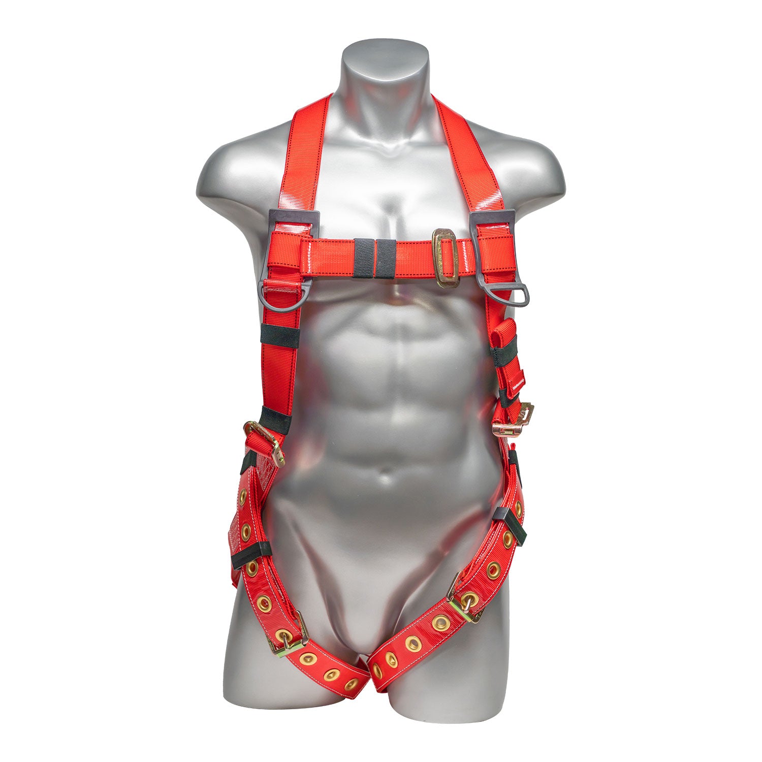 Stingray™ Series Harness 5pt., Urethane Coated,  Back D-Ring, Tongue & Buckle Leg Straps, Red