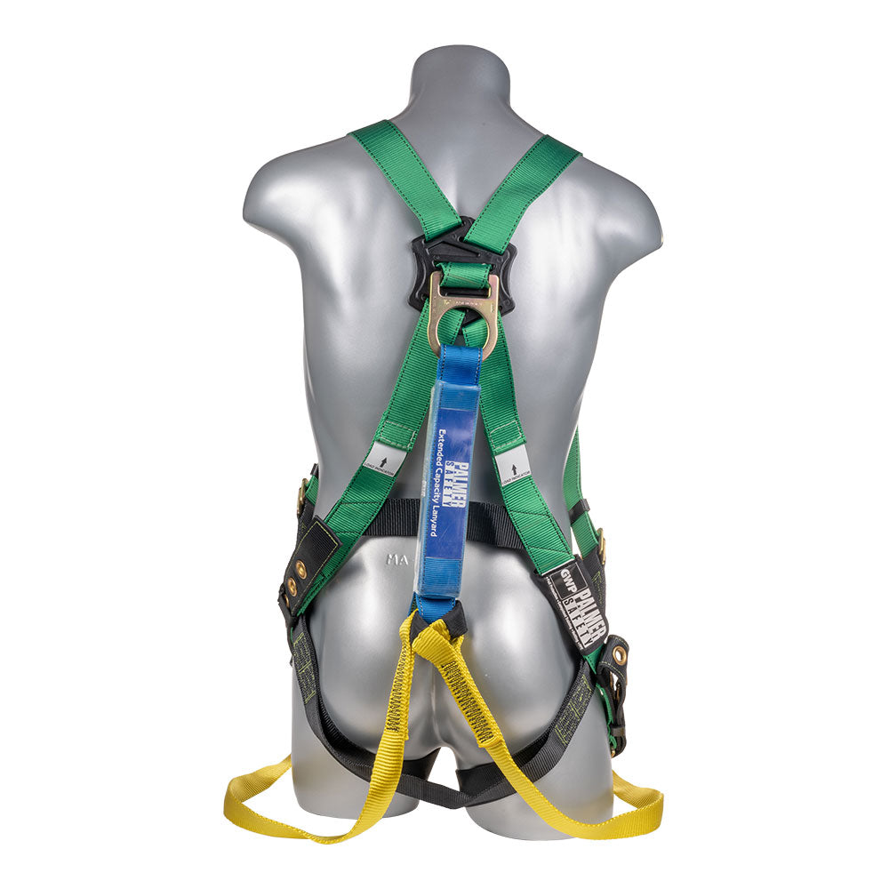 Harness 5pt., Grommet Legs, Back D-Ring, with Dual Lanyard Tie Back Hooks