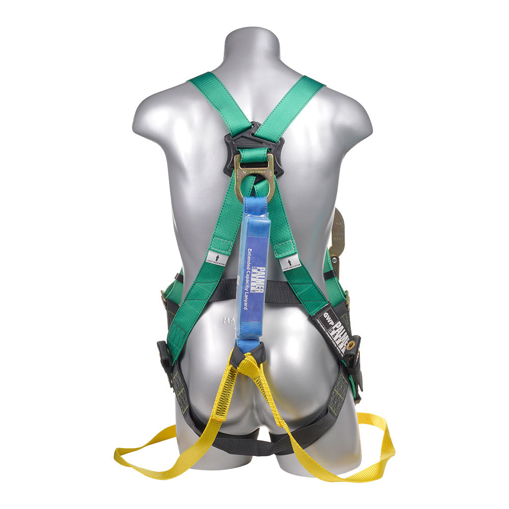 Harness 5pt, Grommet legs, Back D-Ring, with Dual Lanyard Rebar Hooks