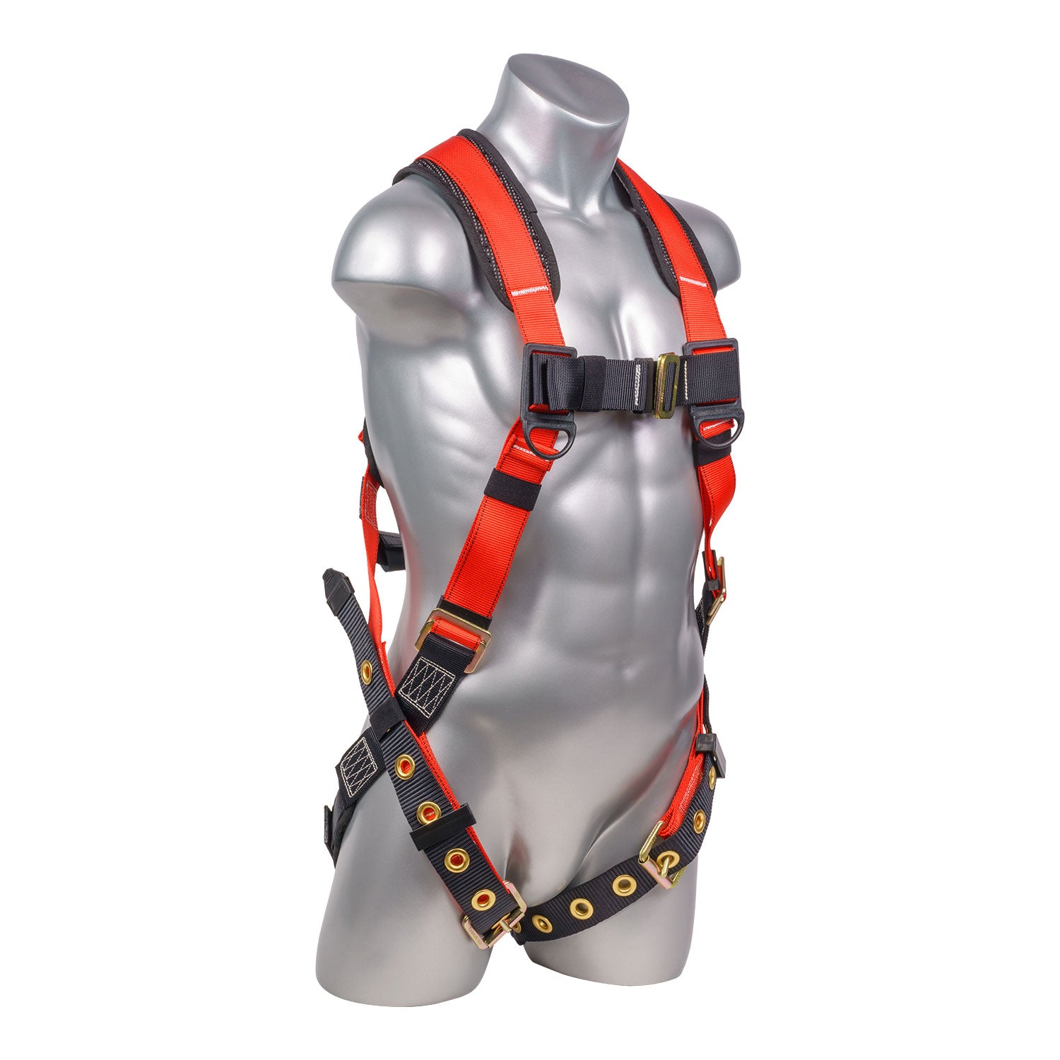 Hammerhead™-Series-Harness-5pt.,-Padded-Back,-Tongue-and-Buckle-Leg-Straps,-Back-D-Ring,-Red