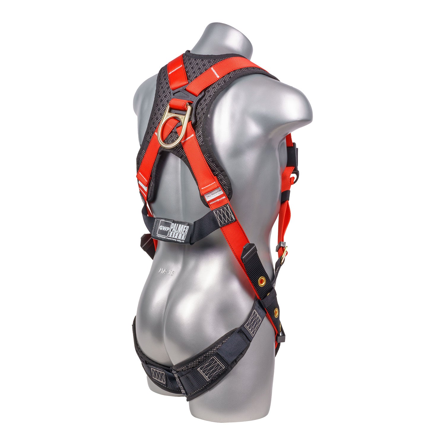 Hammerhead™-Series-Harness-5pt.,-Padded-Back,-Tongue-and-Buckle-Leg-Straps,-Back-D-Ring,-Red
