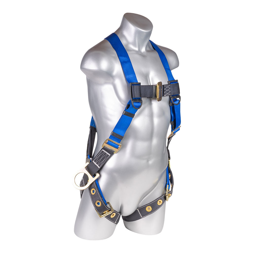 Mako™-Series-Harness-5pt.,-Back/Side-D-Rings,-Tongue-and-Buckle-Leg-Straps,-Blue