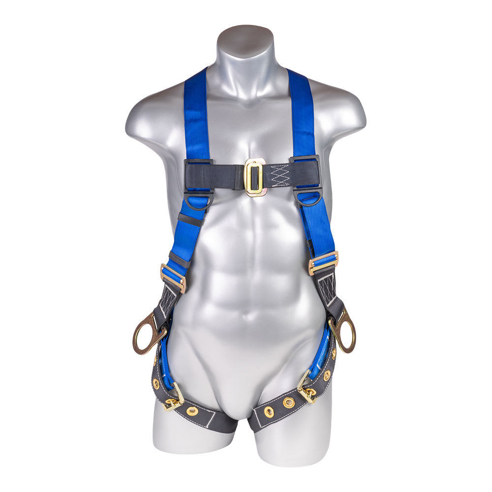 Mako™-Series-Harness-5pt.,-Back/Side-D-Rings,-Tongue-and-Buckle-Leg-Straps,-Blue