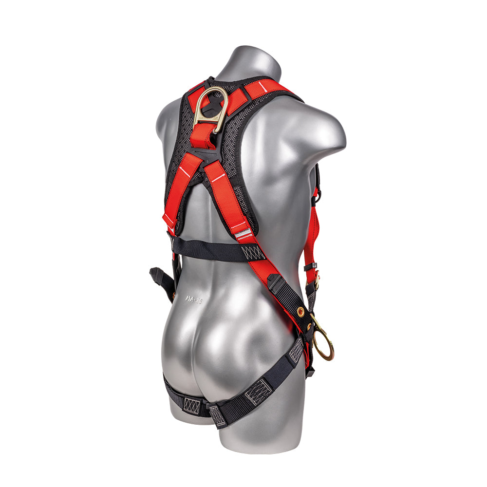 Hammerhead™-Series-Harness-5pt.,-Padded-Back,-Tongue-and-Buckle-Leg-Straps,-SRL-Back-Plate,-Side-D-Rings