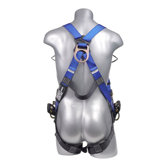Mako™ Series Harness 5pt., Front/Back/Side D-Rings,  Tongue and Buckle Leg Straps, Blue — view 2