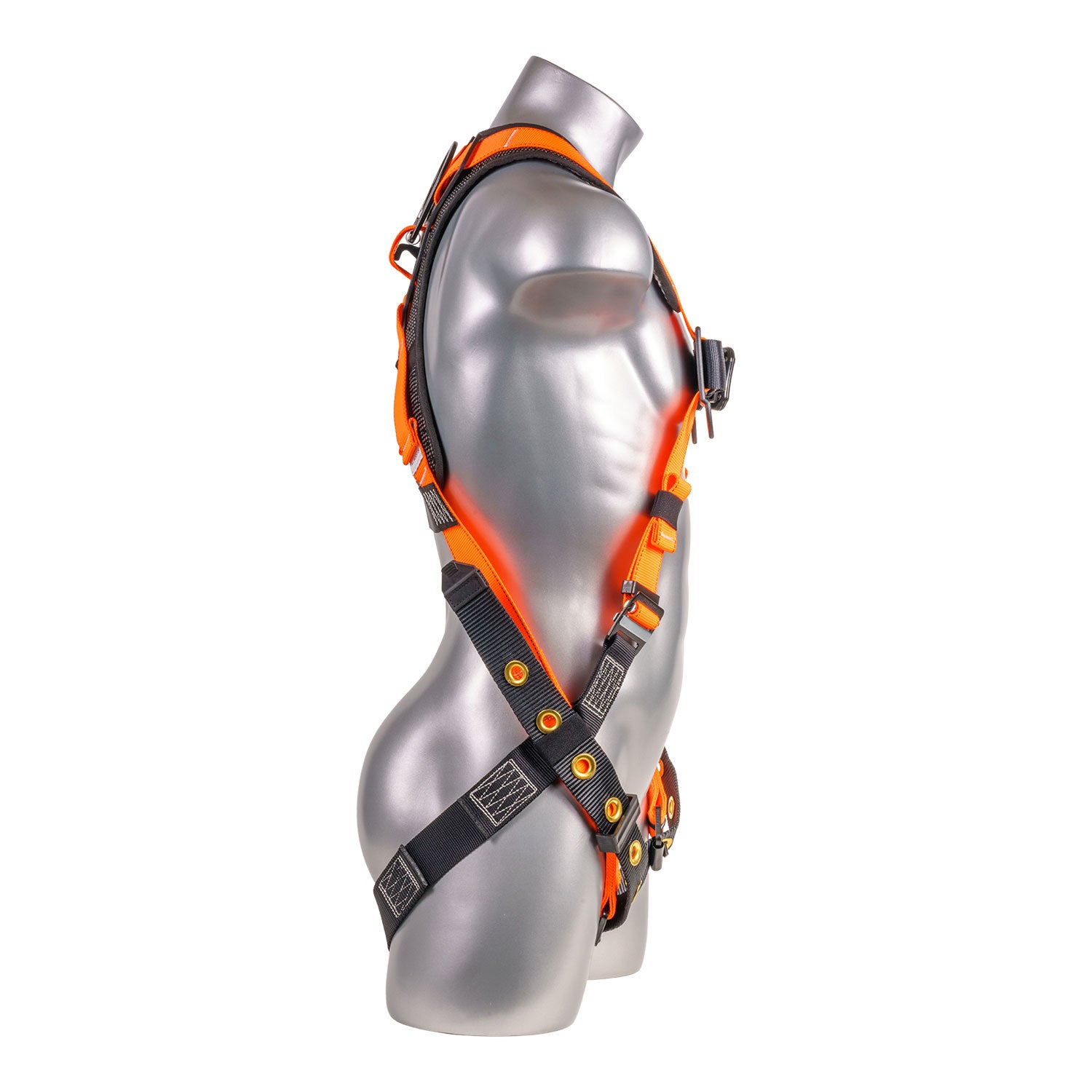 Harness-5pt.,-Padded-Back,-SRL-Back-Plate,-QCB-Chest,-Tongue-and-Buckle-Leg-Straps,--Orange