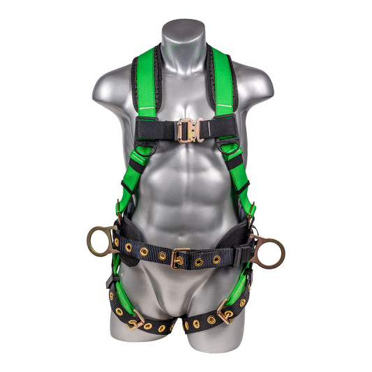 Hammerhead™ Series Harness 5pt., Padded Back, QCB Chest, Tongue & Buckle Leg Straps, SRL Back Plate, Positioning Belt with Si
