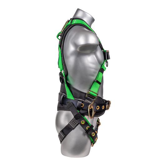 Hammerhead™ Series Harness 5pt., Padded Back, QCB Chest, Tongue & Buckle Leg Straps, SRL Back Plate, Positioning Belt with Si