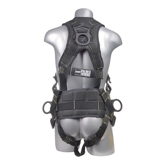 Stingray™ Series Harness 5pt., FR Dielectric, Back D-Ring, Shoulder And Waist Pads, Positioning Belt with Side D-Rings, Black