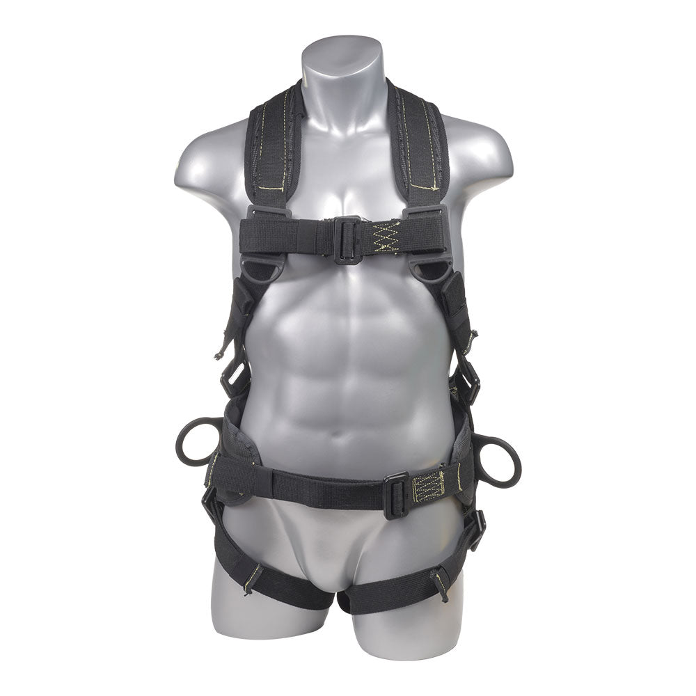 Stingray™ Series Harness 5pt., FR Dielectric, Back D-Ring, Shoulder And Waist Pads, Positioning Belt with Side D-Rings, Black