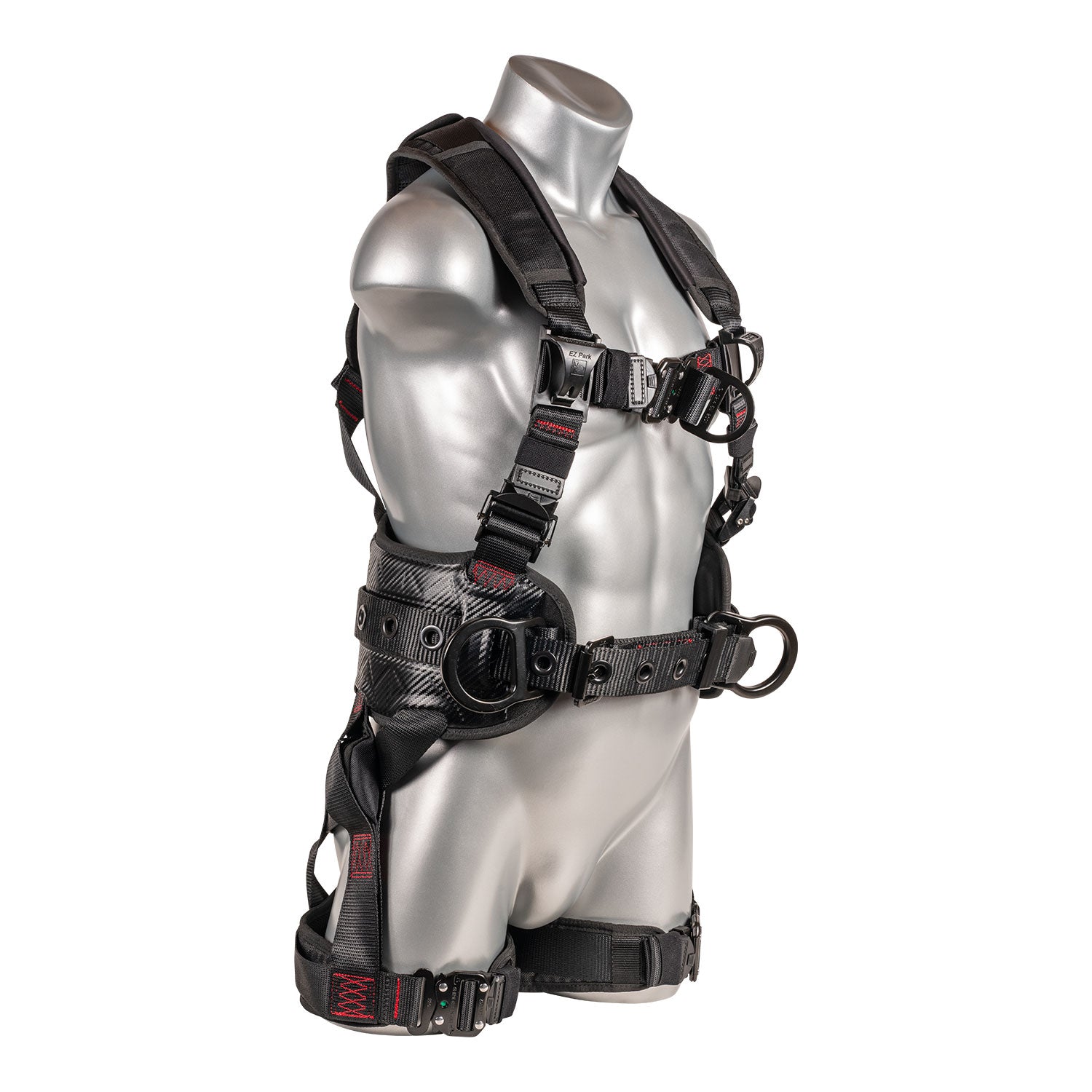 G-Series-5pt.-Harness,-QCB,-Padded-Back-and-Legs,-Back-D-Ring,-Front-D-Ring,-Side-D-Rings-with-Positioning-Belt,-Black-Color.