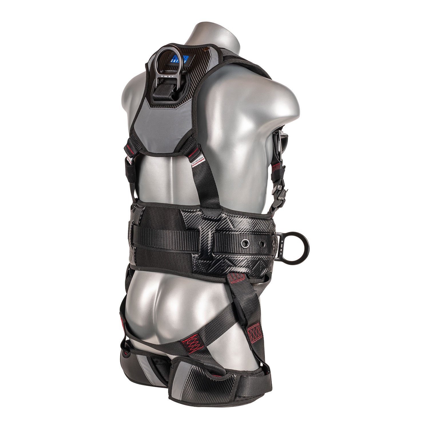 G-Series-5pt.-Harness,-QCB,-Padded-Back-and-Legs,-Back-D-Ring,-Front-D-Ring,-Side-D-Rings-with-Positioning-Belt,-Black-Color.