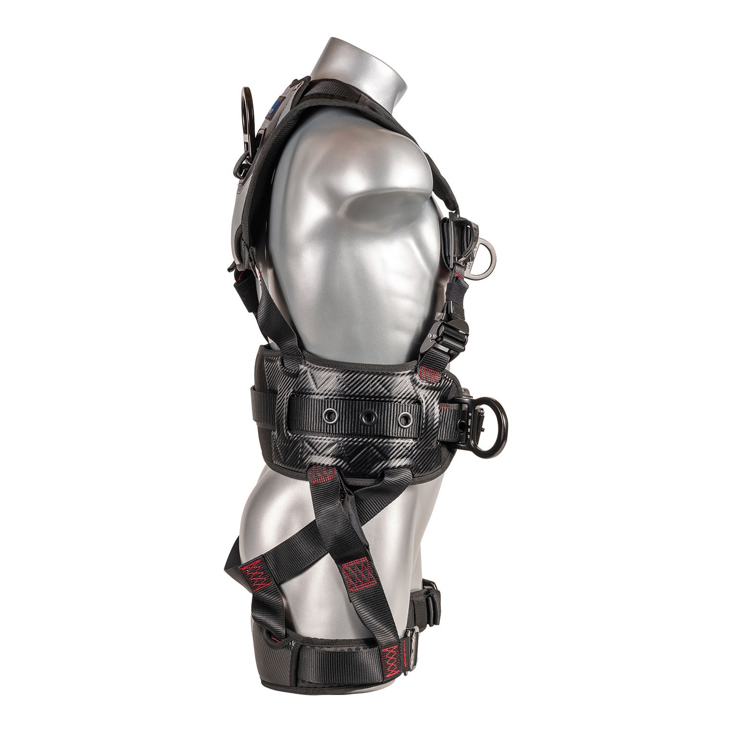 G-Series 5pt. Harness, QCB, Padded Back and Legs, Back D-Ring, Front D-Ring, Side D-Rings with Positioning Belt, Black Color.